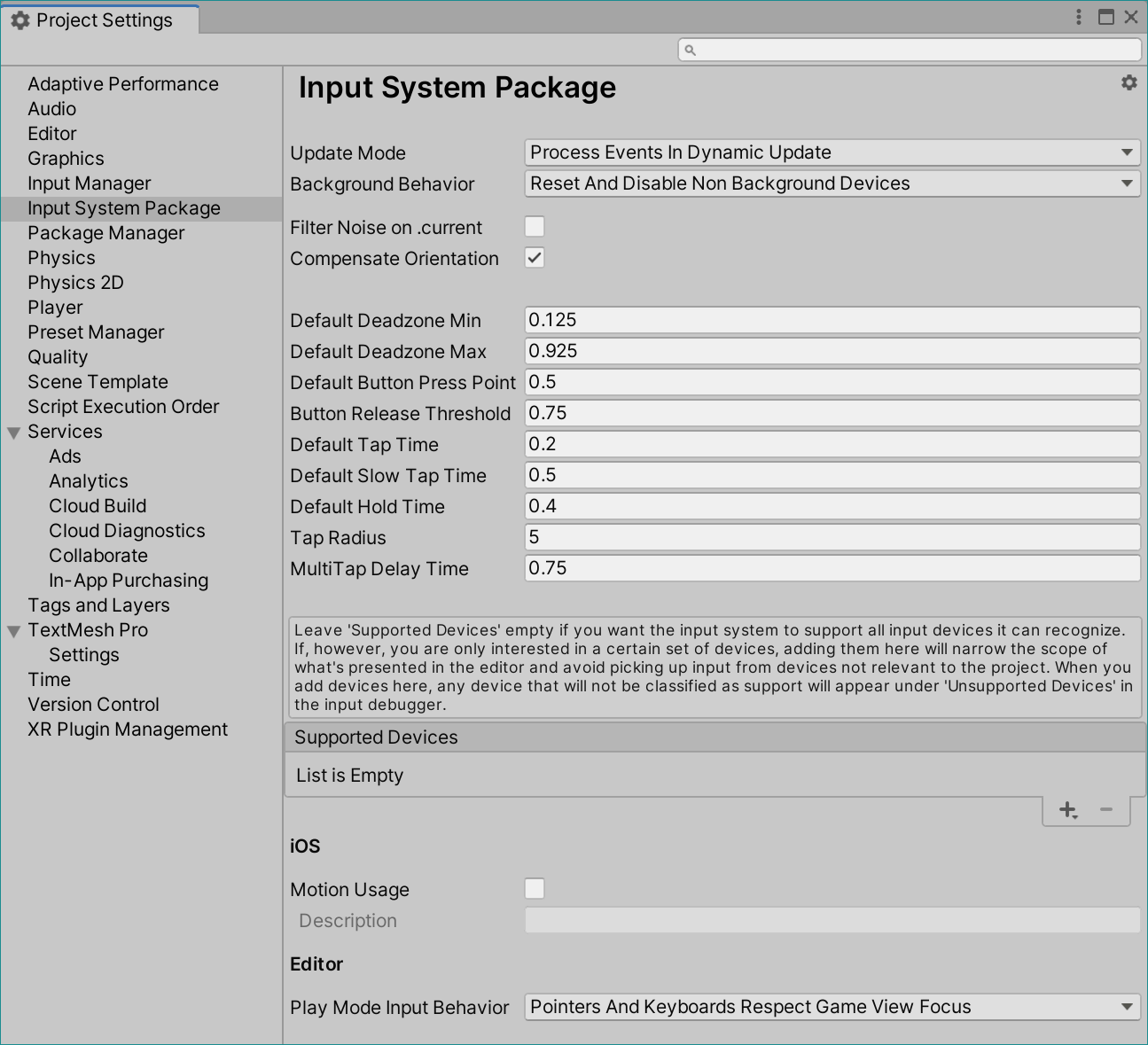 Input Settings