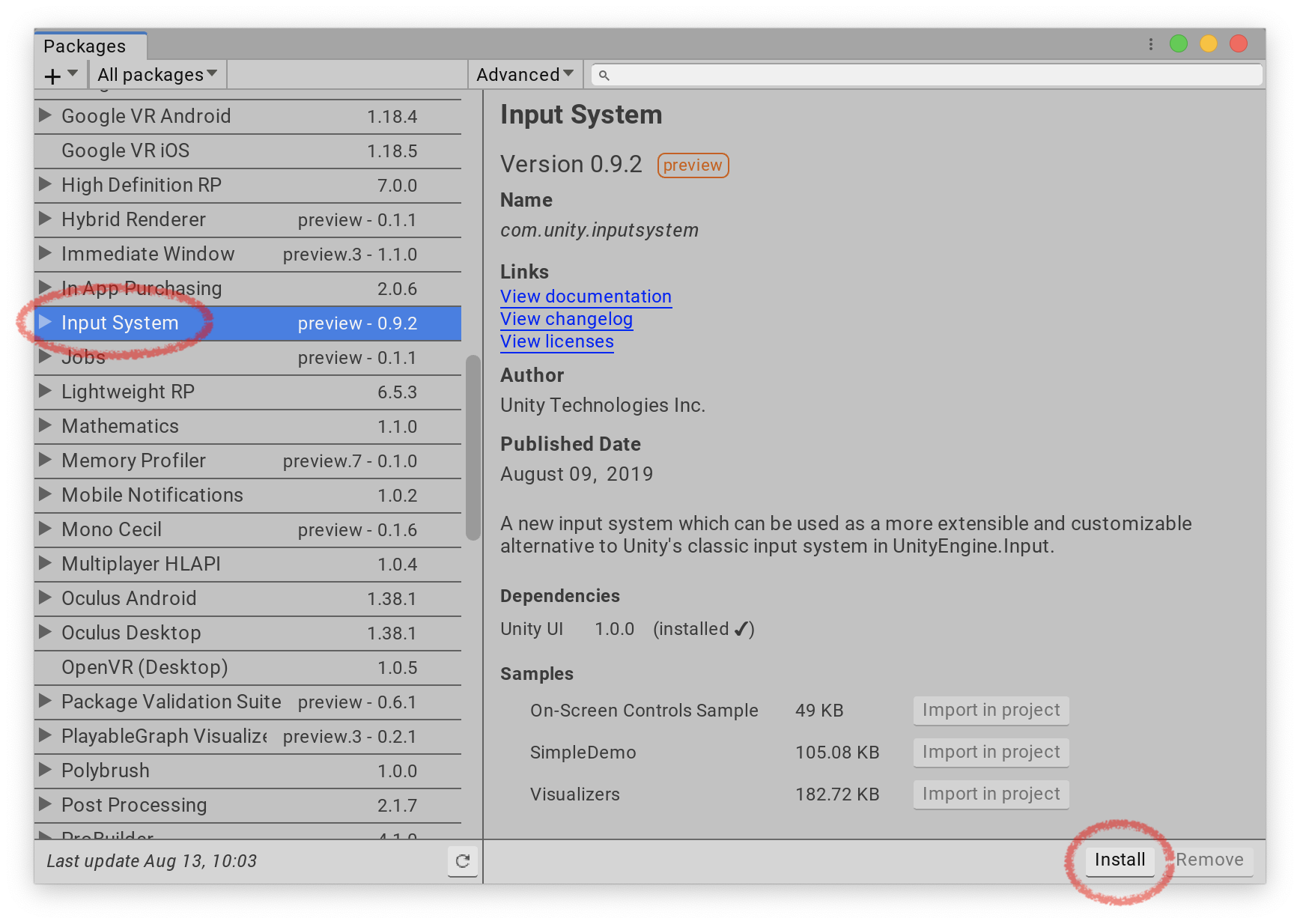 Install Input System Package